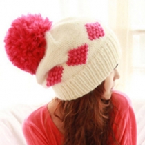 Fashion Contrast Color Pompoms Knitting Hat