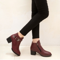 Fashion Pointed Toe Thick Heel Side Zipper Martin Boots Booties
