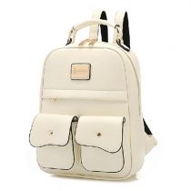 British Style Pure Color Backpack School Bag