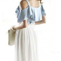 chiffon long white fresh dress