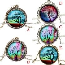 Vintage Life Tree Gemstone Pendant Necklace