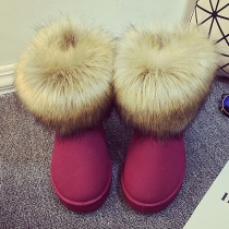 Fashion Faux Fur Spliced Anti-slip Warm Snow Boots