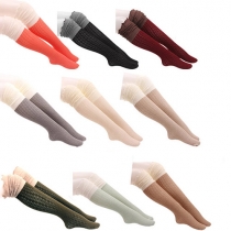 Fashion Contrast Color Knit Over The Knee Socks