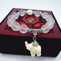 Cute Elephant Pendant Crystal Bracelet