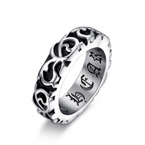 Retro Style Titanium Steel Engraved Men's Ring