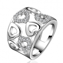 Romantic Rhinestone Hollow Out Heart-shaped Couple Ring