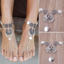 Bohemian Hollow Out Carving Water-drop Single Anklet Chain