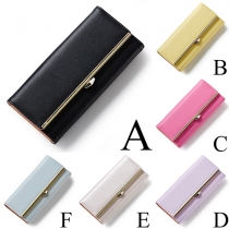 Fashion Elegant Solid Color Three-fold Clutch Wallet