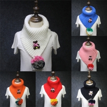 Fashion Bear Colorful Beads Pendant Unisex Knit Scarf For Children 