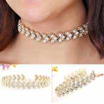 Fashion Rhinestone Gold-tone Necklace Choker