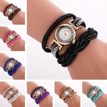 Fashion Rhinestone Multilayer Watchband Round Dial Bracelet Watch
