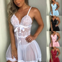 Sexy Semi-through Lace Spliced Slip Nightwear Dress