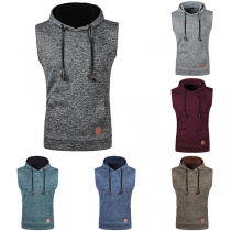 Casual Solid Color Sleeveless Hoodie for Men