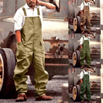 Vintage Solid Color Loose Overall for Men