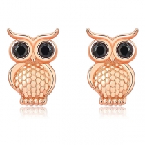Fashion Rhinestone Owl Shape Earrings