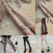 Cute Sweet Lolita Semi-through Over-the-knee Lace Socks