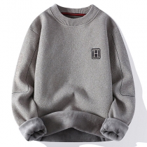Comfy Warm Lined Round Neck Long Sleeve Sweatshirt for Men