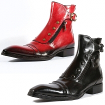 Vintage Block Heeled Ankle Boots for Men