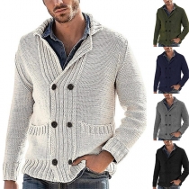 Fashion Double Breasted Long Sleeve Knitted Cardigan for Men