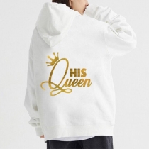 His Queen-Her King Printed Hooded Sweatshirt for Couple