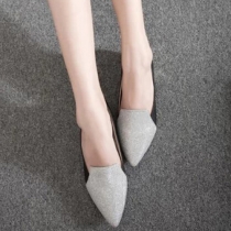 Fashion Contrast Color Pointed Toe Thick Heel Shoes