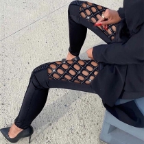 Sexy Diamond-shape Cutout Rhinestone Skinny Pants