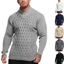 Fashion Solid Color Long Sleeve Knitted Sweater for Men