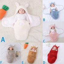 Comfy Solid Color Hooded Baby Swaddle Blanket/Anti-Sudden Jump Sleeping Bag Wrap Blanket for Newborn Infant