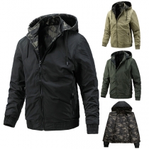 Fashion Detachable Hooded Long Sleeve Camouflage Reversible-wear Jacket for Men