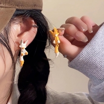 Cute Contrast Color Asymmetrical Fox Shaped Earrings