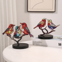 Cute Whimsical Wooden Painted Bird Desktop Decorations