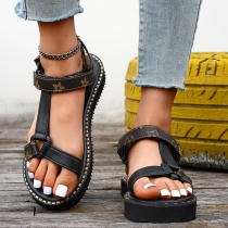 Casual T-string Open-toe Artificial Leather PU Sandals