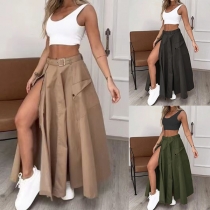 Fashion Two-piece Set Consist of Crop Tank Top and High-slit Skirt