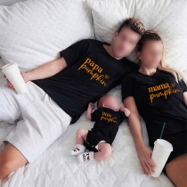 Fashion Papa Mama Pumpkin-Letter Printed Shirt for Families
