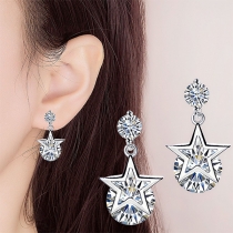 Fashion Rhinestone Star Pendant Drop Earrings