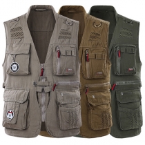 Fashion Front Zipper Sleeveless Multi-pocket Functional Men's Vest
