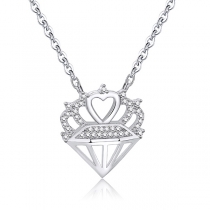 Fashion Rhinestone Crown Pendant Necklace