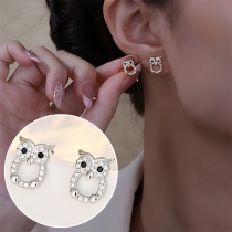 Cute Rhinestone Owl Shape Earrings