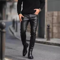 Street Fashion Artificial Leather PU Pants for Men