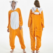Fashion Contrast Color Plush Animal Shape Plush Jumpsuit/Loungewear