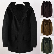 Fashion Plushed Lined Suede Coat for Men
