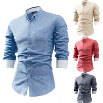 Comfy Cotton and Linen Long Sleeve Blouse for Men