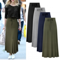 Fashion High-rise Drawstring Maxi Skirt