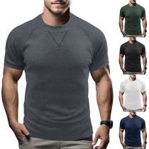 Fashion Solid Color Crew Neck Short Sleeve Shirt for Men