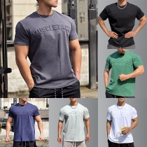 Fashion Letter Crew Neck Short Sleeve Shirt for Men