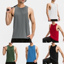 Casual Solid Color Crew Neck Sleeveless Tank Top for Men