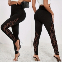 Fashion Lace Spliced High-rise Leggings
