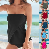 Fashion Strapless Front Slit Monokini