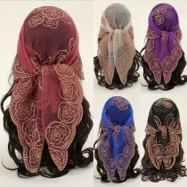 Embroidered Polyester Square Scarf