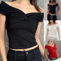 Sexy Ruched Strapless Crop Shirt